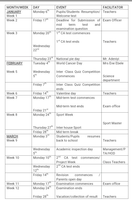 school Calendar